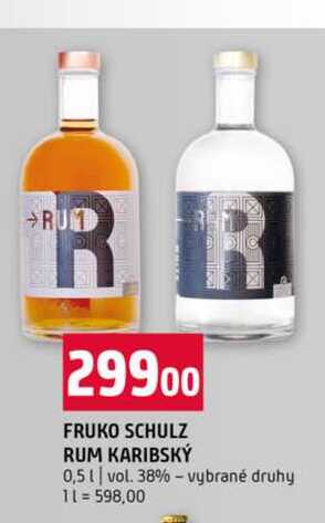FRUKO SCHULZ RUM KARIBSKÝ 0,5l vol. 38% vybrané druhy 