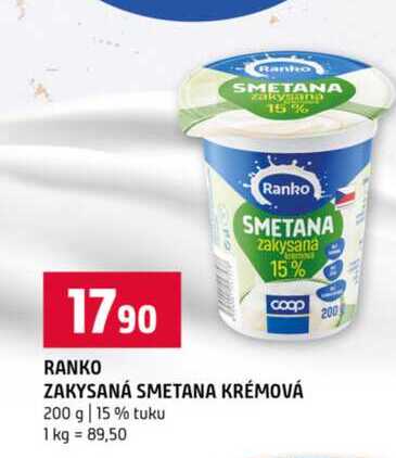 RANKO  ZAKYSANÁ SMETANA KRÉMOVÁ 200 g 15% tuku