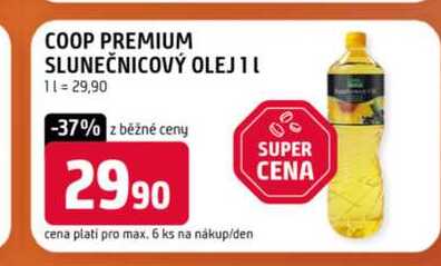 COOP PREMIUM SLUNEČNICOVÝ OLEJ 1l