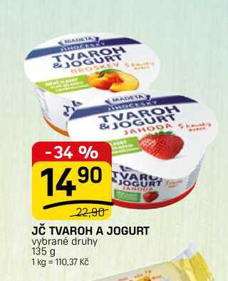 JČ TVAROH A JOGURT vybrané druhy 135 g