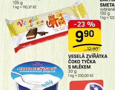 VESELÁ ZVÍŘÁTKA ČOKO TYČKA S MLÉKEM 30 g