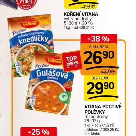 VITANA POCTIVÉ POLÉVKY různé druhy 78-97 g