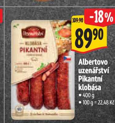   Albertovo uzenářství Pikantní klobása 400 g 