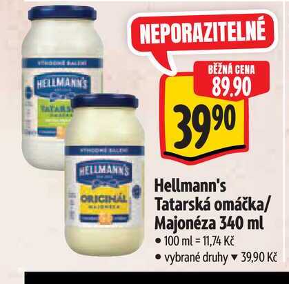 Hellmann's Tatarská omáčka/ Majonéza 340 ml