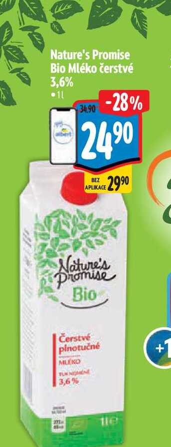 Nature's Promise Bio Mléko čerstvé 3,6% 1 l 