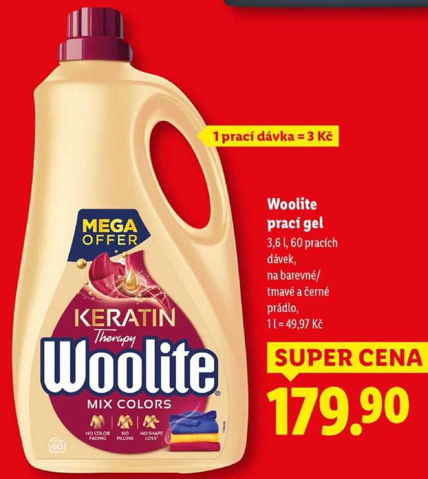 Woolite prací gel, 3,6 l/60 pracích dávek