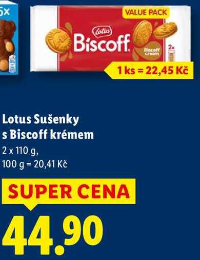 Lotus Sušenky s Biscoff krémem, 2x 110 g