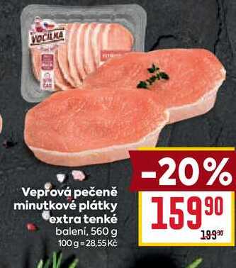 Vepřová pečeně minutkové plátky extra tenké balení, 560 g 
