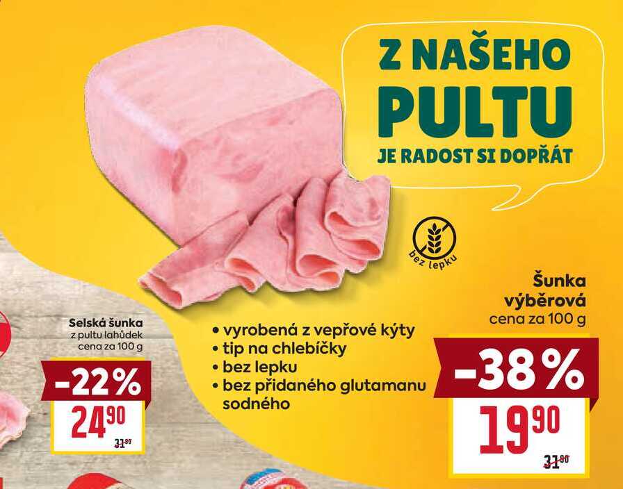 Šunka výběrová cena za 100 g