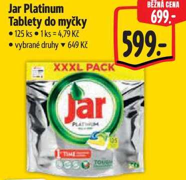 Jar Platinum Tablety do myčky, 125 ks