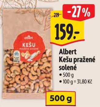 Albert Kešu pražené solené, 500 g 