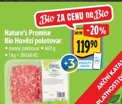Nature's Promise Bio Hovězí polotovar, 460 g 