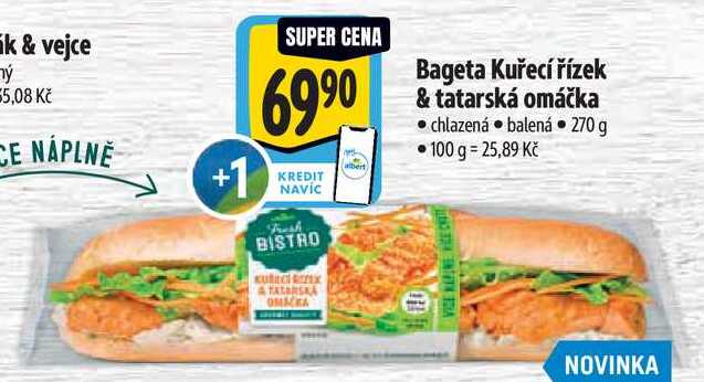 Bageta Kuřecí řízek & tatarská omáčka, 170 g