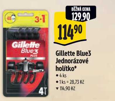 Gillette Blue3 Jednorázové holítko, 4 ks