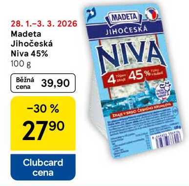 Madeta Jihočeská Niva 45%, 100 g  