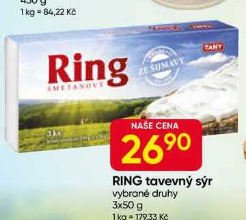 TANY Ring tavevný sýr vybrané druhy 3x50 g 