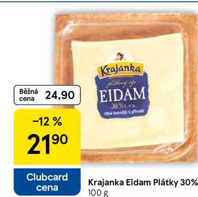 Krajanka Eidam Plátky 30%, 100 g 