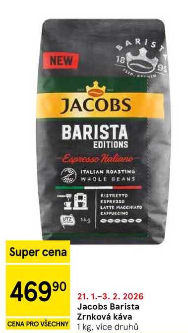 Jacobs Barista Zrnková káva, 1 kg