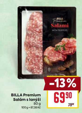 BILLA Premium Salám s lanýži 80 g 