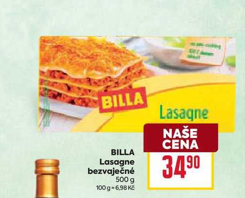 BILLA Lasagne bezvaječné 500 g