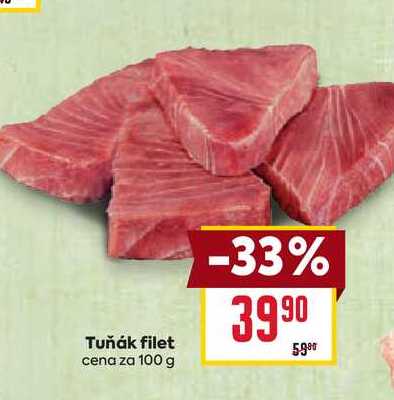 Tuňák filet cena za 100 g 
