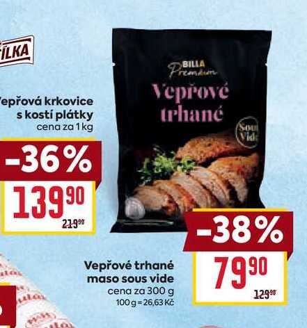 Vepřové trhané maso sous vide cena za 300 g 
