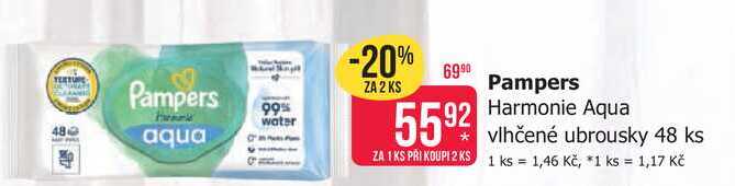 Pampers Harmonie Aqua vlhčené ubrousky 48 ks 