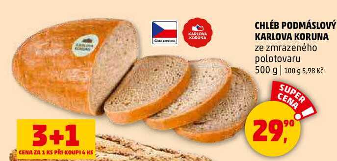CHLÉB PODMÁSLOVÝ KARLOVA KORUNA, 500 g