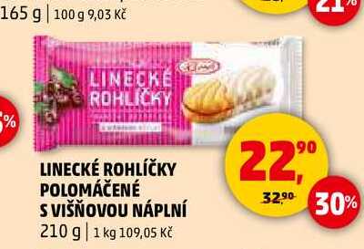 LINECKÉ ROHLÍČKY POLOMÁČENÉ S VIŠŇOVOU NÁPLNÍ, 210 g