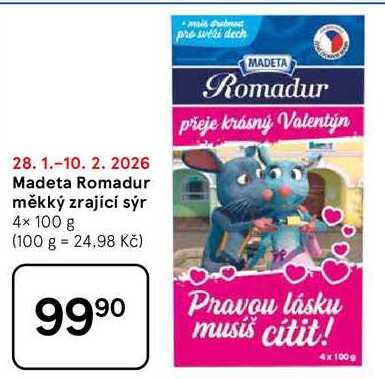 Madeta Romadur měkký zrající sýr, 4× 100 g 