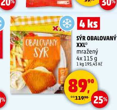 SÝR OBALOVANÝ XXL, 4x 115 g 