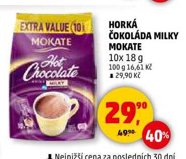 HORKÁ ČOKOLÁDA MILKY MOKATE, 10x 18 g 
