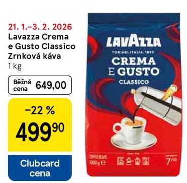 Lavazza Crema e Gusto Classico Zrnková káva, 1 kg