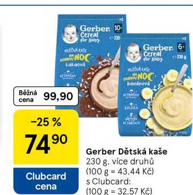Gerber Dětská kaše, 230 g, více druhů