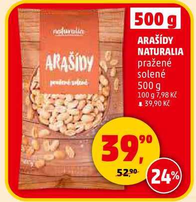 ARAŠÍDY NATURALIA pražené solené, 500 g 