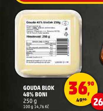 GOUDA BLOK 48% BONI, 250 g