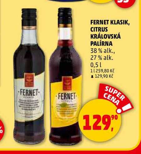 FERNET KLASIK KRÁLOVSKÁ PALÍRNA, 0,5 l