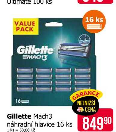 Gillette Mach3 náhradní hlavice 16 ks