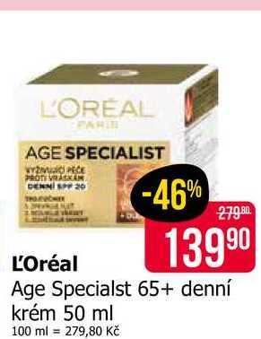 L'Oréal Age Specialst 65+ denní krém 50 ml