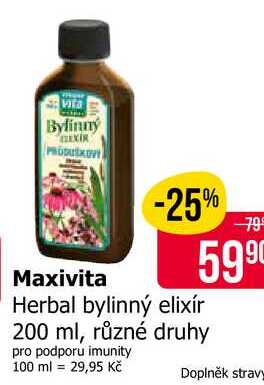 Herbal bylinný elixír 200 ml, různé druhy 