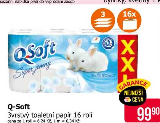 Q-Soft 3vrstvý toaletní papír 16 rolí 