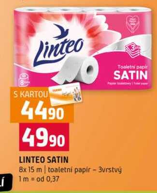 LINTEO SATIN 8x 15 m toaletní papír 3vrstvý 