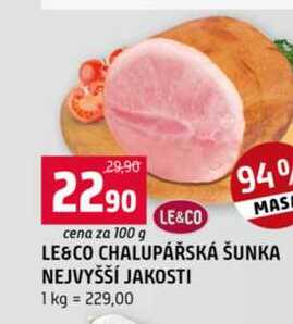 LE&CO CHALUPÁŘSKÁ ŠUNKA NEJVYŠŠÍ JAKOSTI 100g