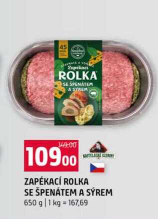 ZAPÉKACÍ ROLKA SE ŠPENÁTEM A SÝREM 650 g
