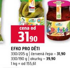 EFKO PRO DĚTI Detská 330/205 g červená řepa 330/190 g okurky 