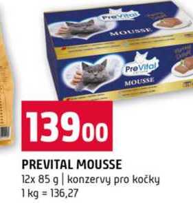 PREVITAL MOUSSE 12x 85 g konzervy pro kočky 