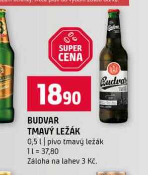 BUDVAR TMAVÝ LEŽÁK 0,5l pivo tmavý ležák 
