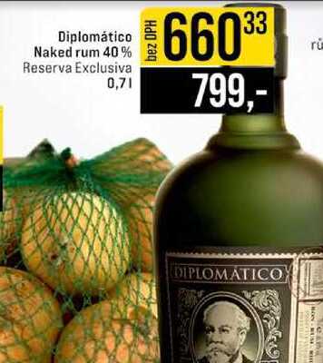 Diplomático Naked rum 40% Reserva Exclusiva 0,7l