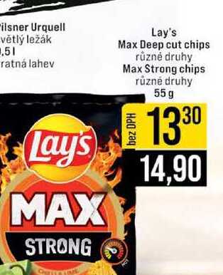 Lay's Max Deep cut chips různé druhy Max Strong chips různé druhy 55 g 