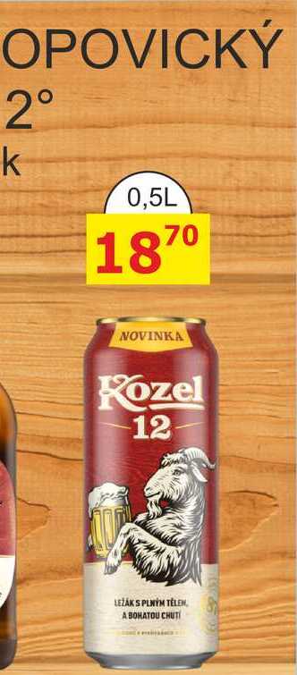 VELKOPOVICKÝ KOZEL 12° světlý ležák 0,5L plechovka